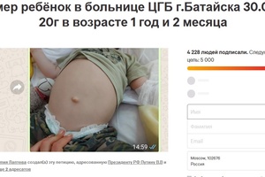 Юлия Лаптева создала петицию о смерти своего сына в ЦГБ г. Батайска